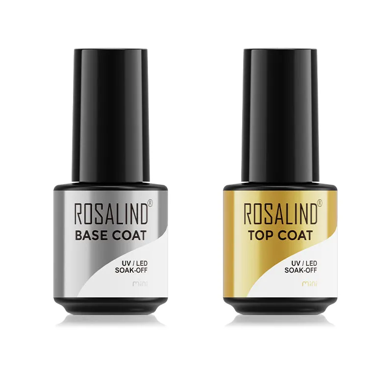 ROSALIND Soak Off Top Coat&Base Coat 2PCS Set Bright For Nail Art Design LED/UV Lamp