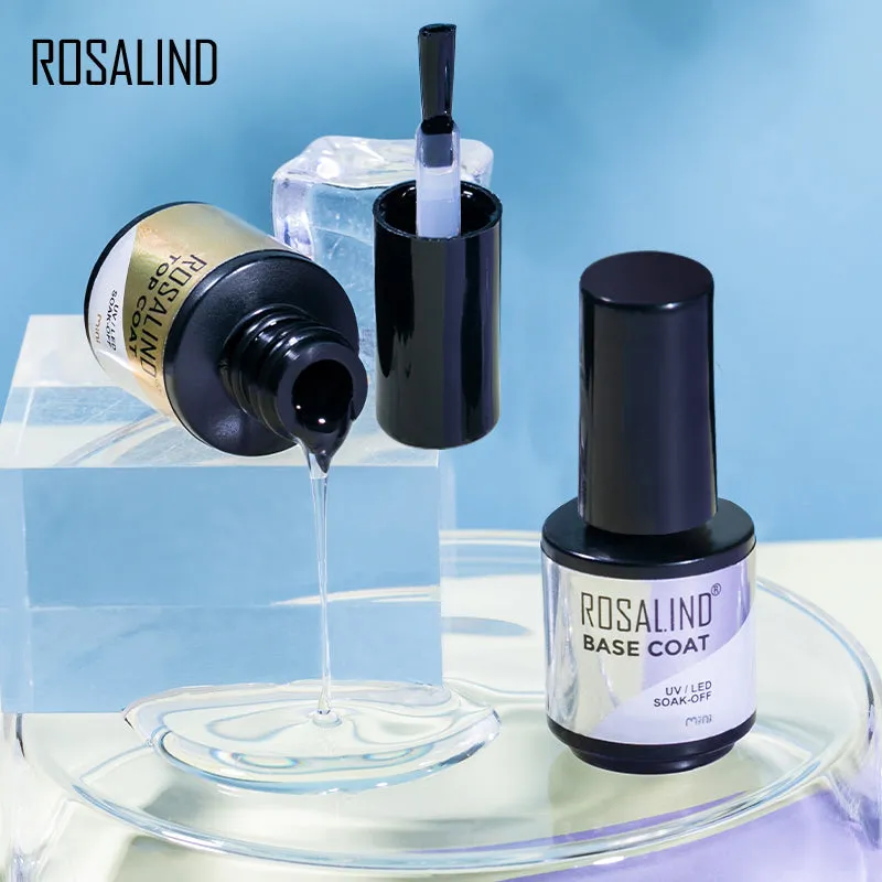 ROSALIND Soak Off Top Coat&Base Coat 2PCS Set Bright For Nail Art Design LED/UV Lamp