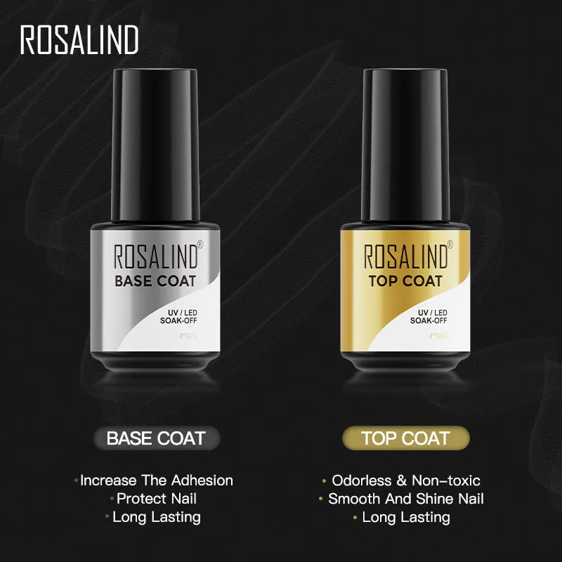 ROSALIND Soak Off Top Coat&Base Coat 2PCS Set Bright For Nail Art Design LED/UV Lamp