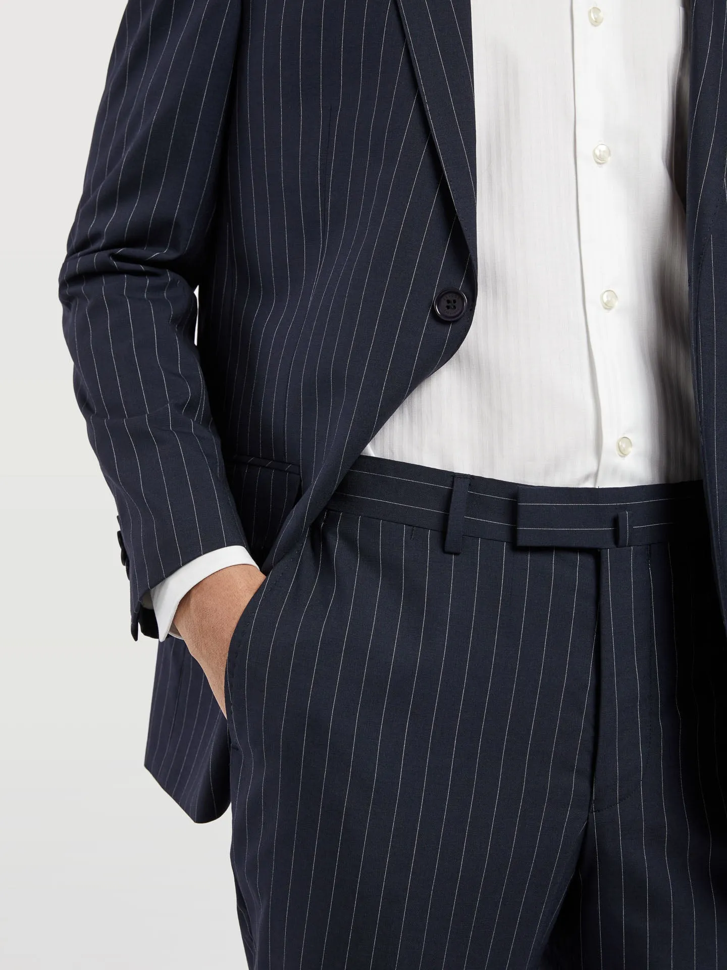 Slim fit chalk stripe business suit