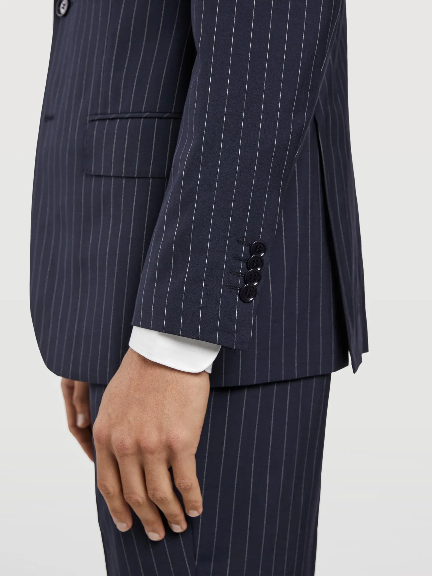 Slim fit chalk stripe business suit