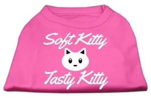 Softy Kitty, Tasty Kitty Screen Print Dog Shirt Bright Pink Lg (14)