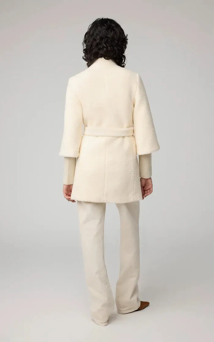 SOIA&KYO MARIAH - Semi-Fitted Wool Blend Sherpa Coat With Belt