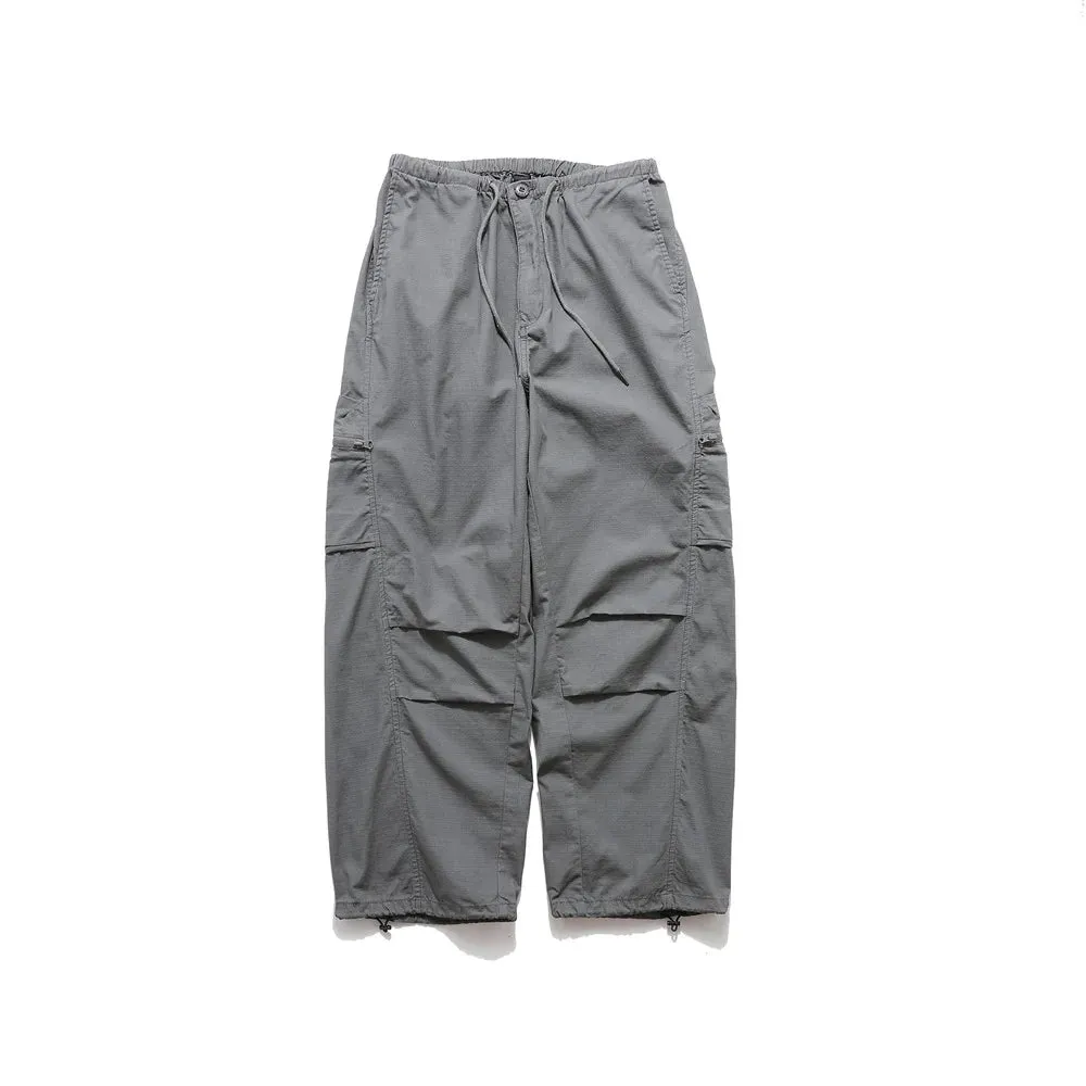 Solid Color Safari Style Cargo Pants with Drawstring Waist