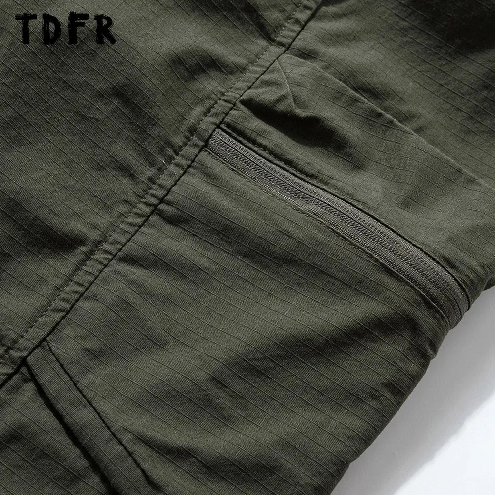 Solid Color Safari Style Cargo Pants with Drawstring Waist