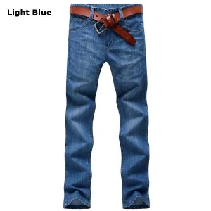 Straight Leg Slim Fit Jeans For Men Casual Stylish Business Cotton Thin