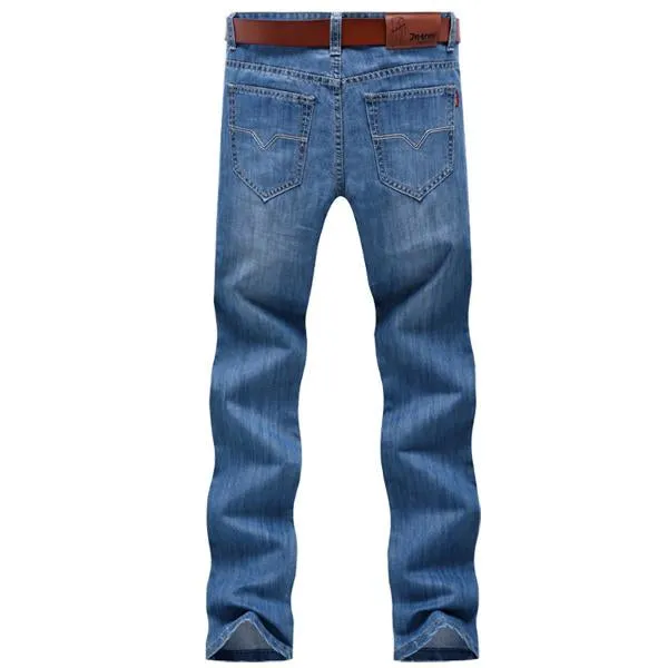 Straight Leg Slim Fit Jeans For Men Casual Stylish Business Cotton Thin