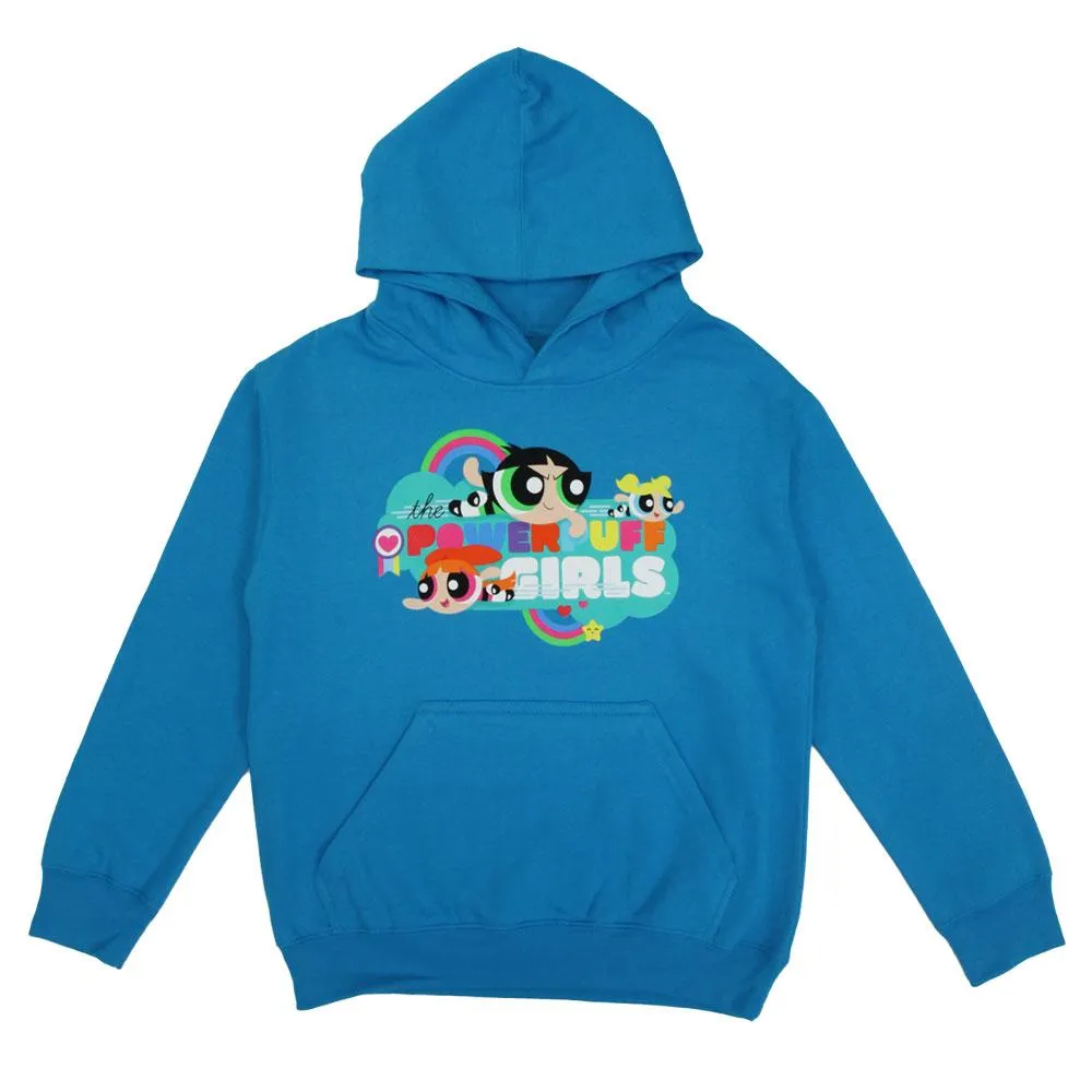 The Powerpuff Girls Rainbow Teal Youth Hoodie