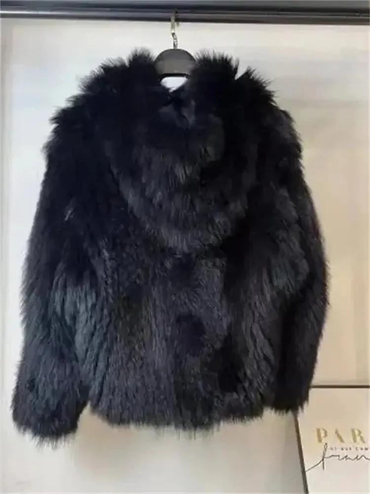 Trendy Hooded Faux Fox Fur Coats super Warm Winter Furry Jacket Women