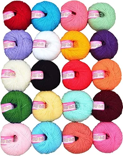 Vardhman Knitting Yarn Soft Wool Ball(Mix Colours) - 20 Pieces