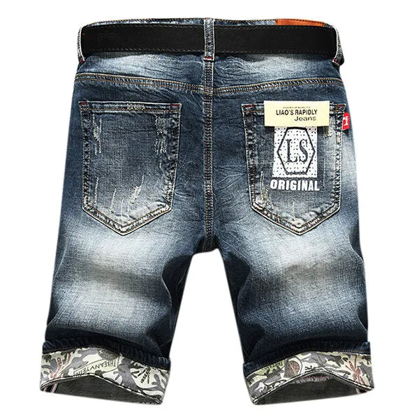 Washed Denim Holes Jeans Shorts Fashion Summer Thin Stone