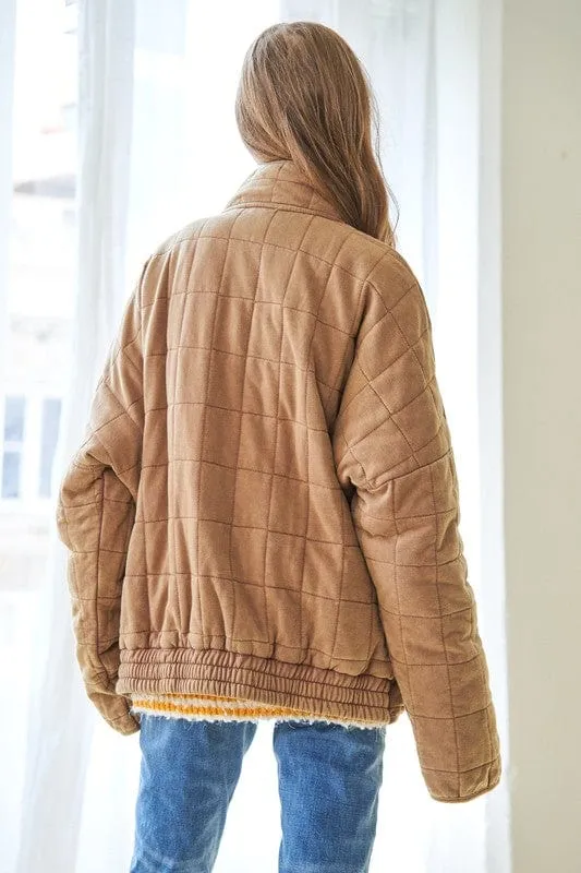 Washed Soft Comfy Quilting Zip Closure Jacket *Online Only*