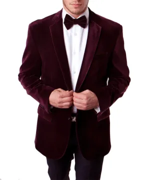 Wine Red 2-Button Men's Velvet Jacket