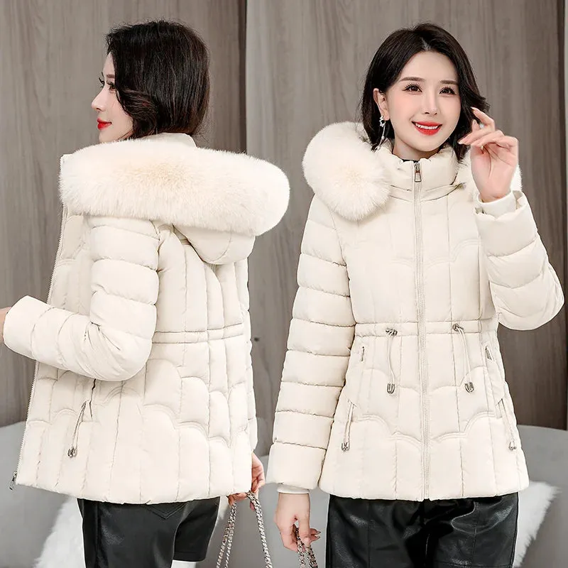 Winter 2024 New Down Jacket Women Parkas Fashion High-Quality Warm Cotton Padded Coat Ladies Short Overcoat Hooded Overwear Tops