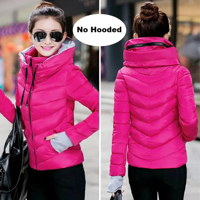 Winter Jacket Women Cotton Short Jacket 2017 New Girls Padded Slim Hooded Warm Parkas Stand Collar Coat Female Autumn Outerwear