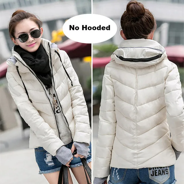 Winter Jacket Women Cotton Short Jacket 2017 New Girls Padded Slim Hooded Warm Parkas Stand Collar Coat Female Autumn Outerwear