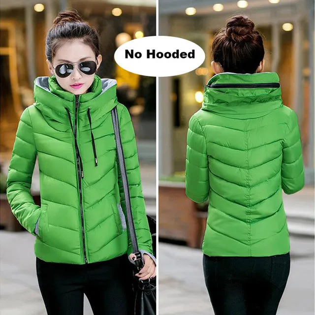 Winter Jacket Women Cotton Short Jacket 2017 New Girls Padded Slim Hooded Warm Parkas Stand Collar Coat Female Autumn Outerwear