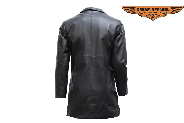 Womenss Light Weight Long Black Leather Jacket