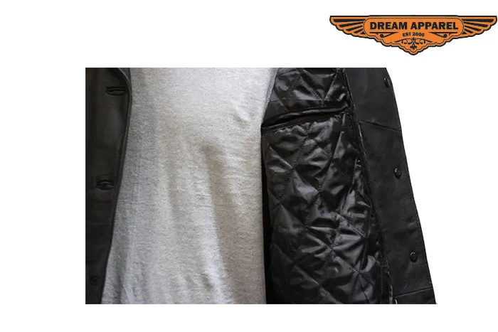 Womenss Light Weight Long Black Leather Jacket