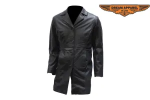 Womenss Light Weight Long Black Leather Jacket