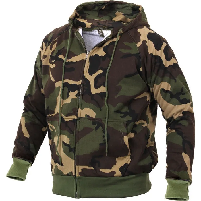 Woodland Camouflage - Thermal Lined Zipper Hooded Sweatshirt