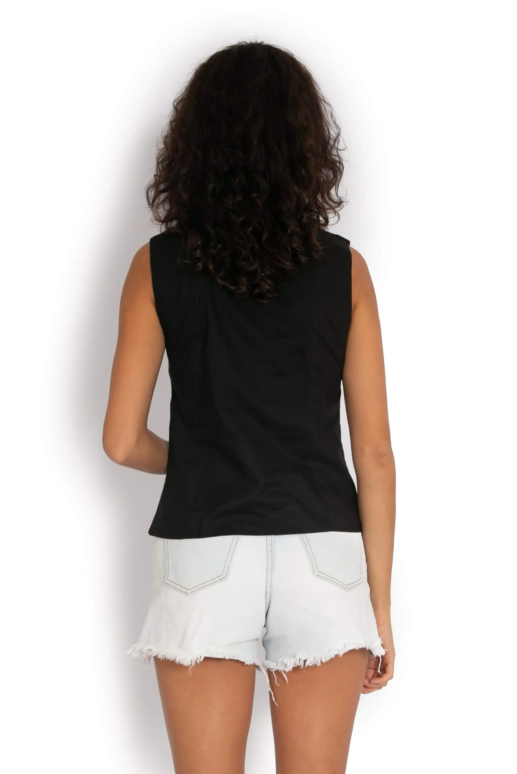 Zoe Top Cotton Singlet - Black